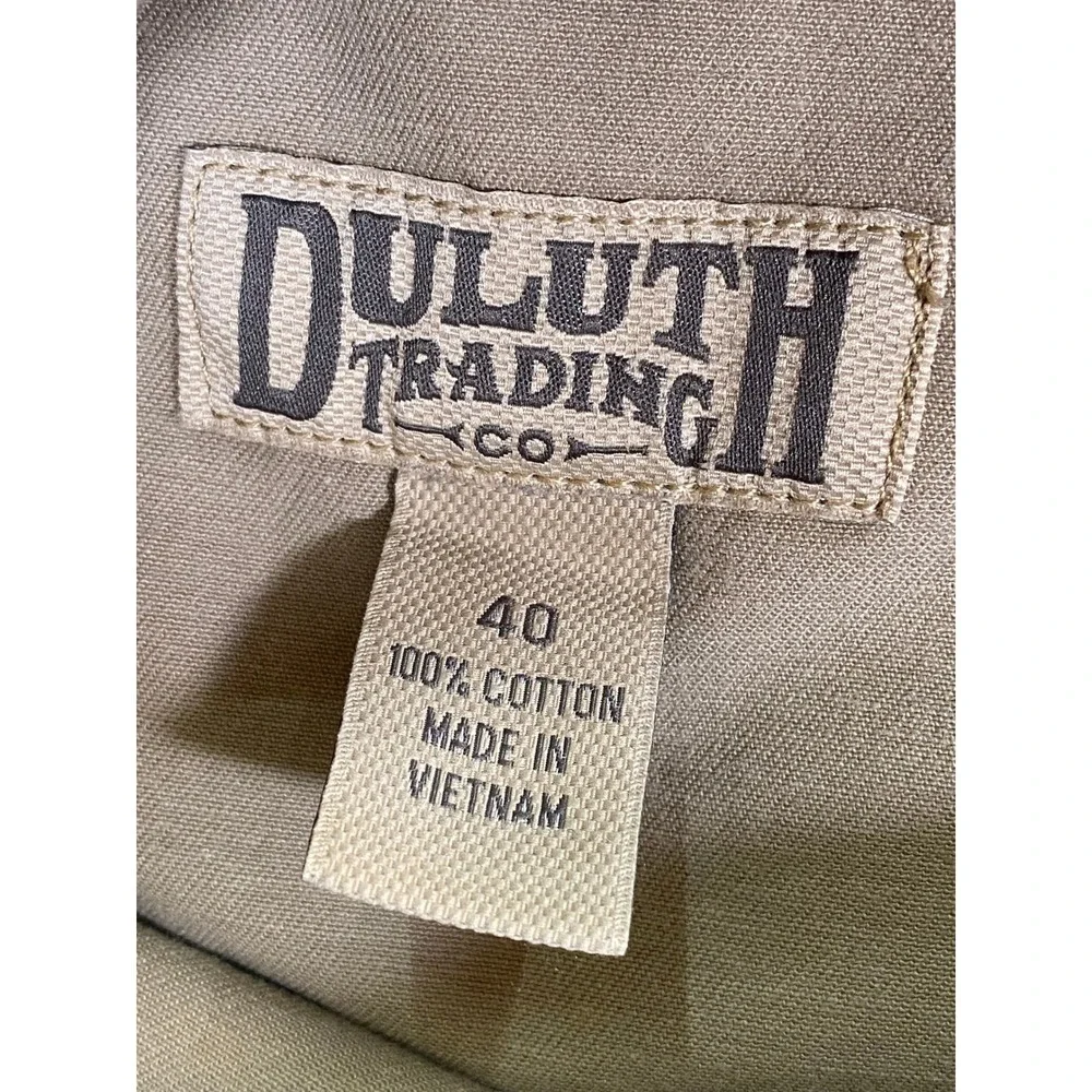 Duluth Trading Co Mens 40 Khaki Tan Cotton Canvas Carpenter Utility Work Shorts